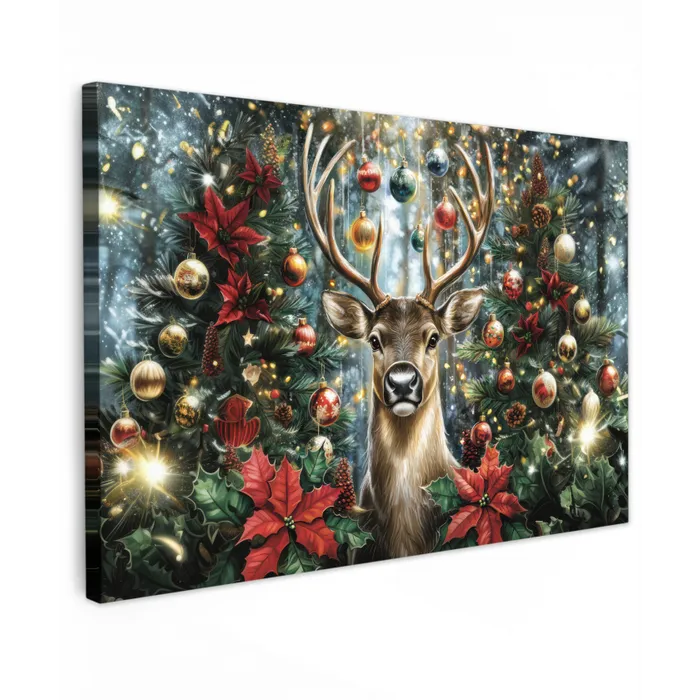 Kerstfeest - Dennenbos - Rood canvas 2cm klein -z3d