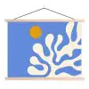 Minimalistisch - Organisch patroon - Blauw textielposter latten blank klein -3d