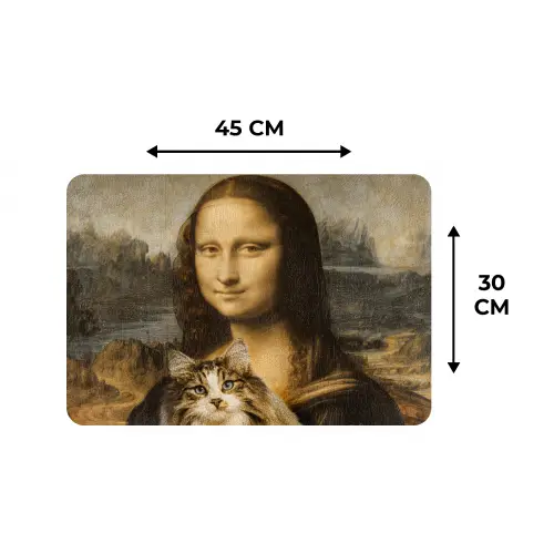 Mona Lisa - Kat - Leonardo da Vinci - Vintage - Kunstwerk - Oude meesters - Schilderij Placemat vinyl groot -specs