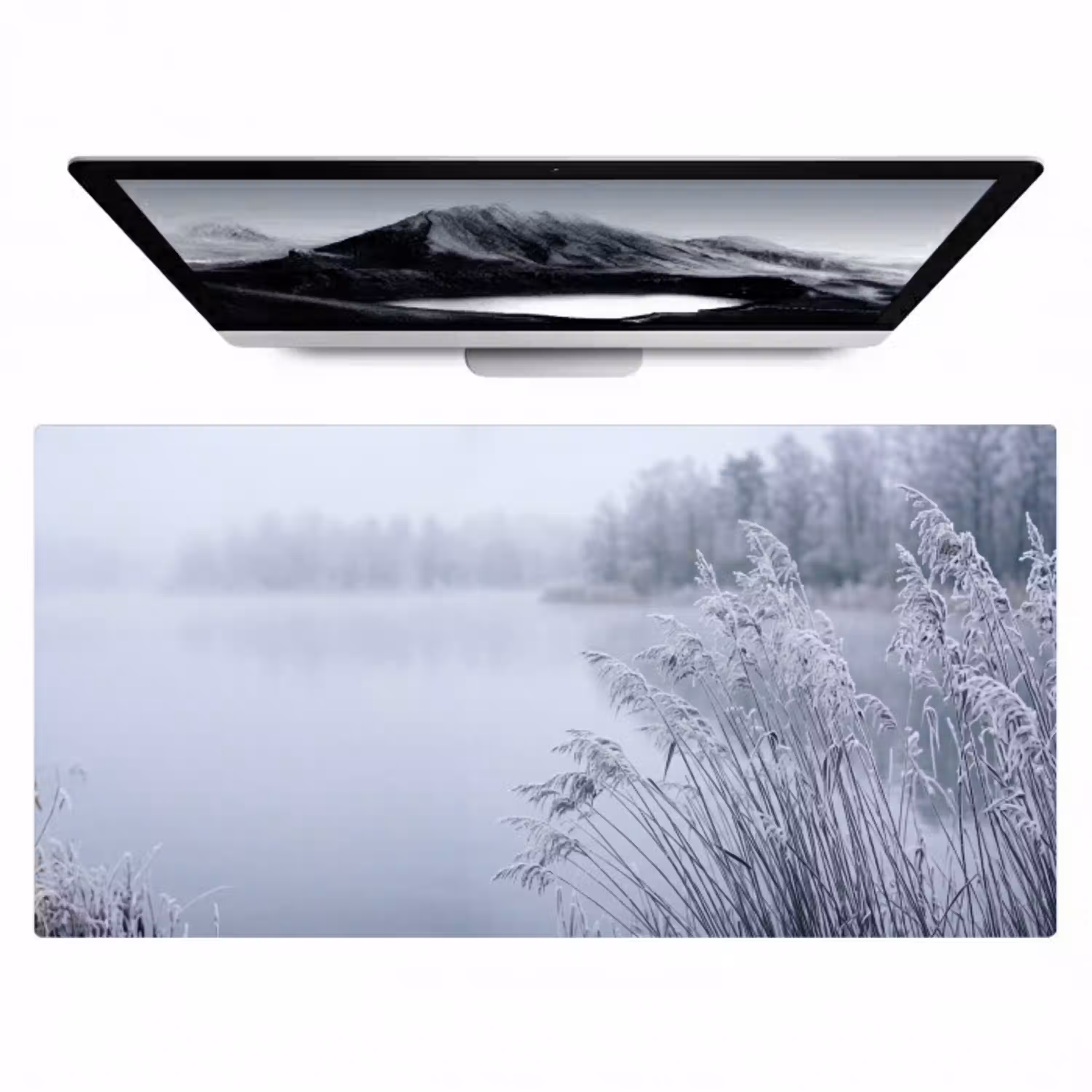 Riet - Bevroren - Winter - Natuur Muismat XXL klein -zzz3d