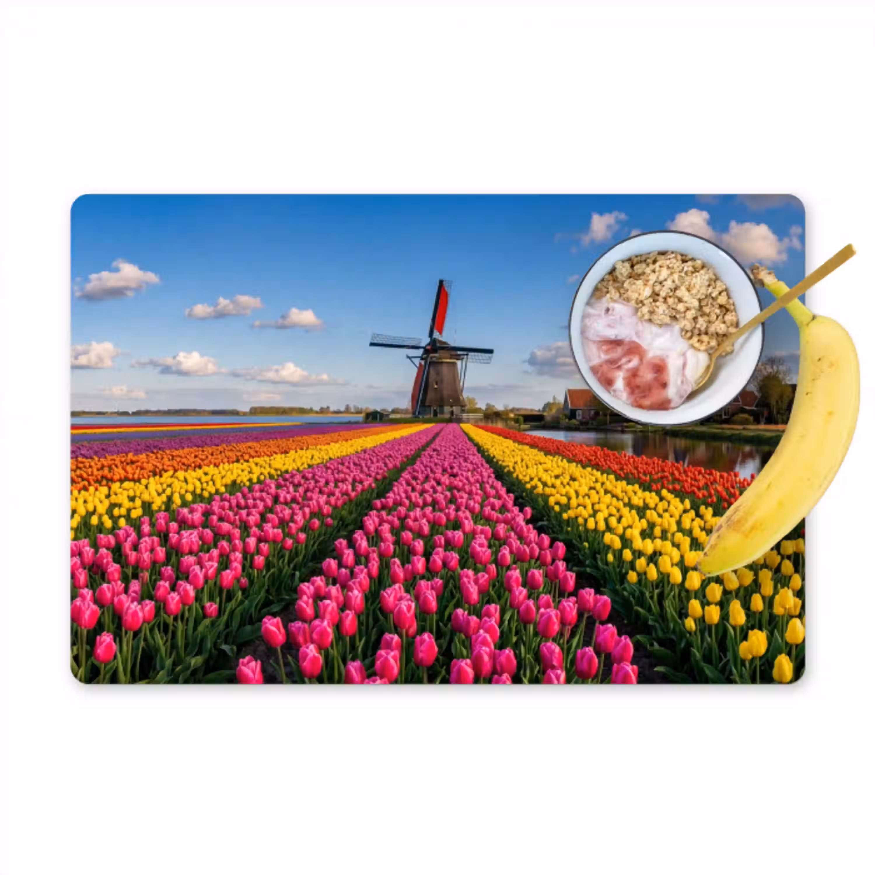 Tulpen - Holland - Molen - Kleurrijk Placemat vinyl groot -zzzproduct_Kitchenyeah-website