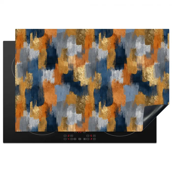 Penseelstrepen - Ruw - Textuur - Koperblauw Inductie beschermer vinyl 3mm klein 276 -3d