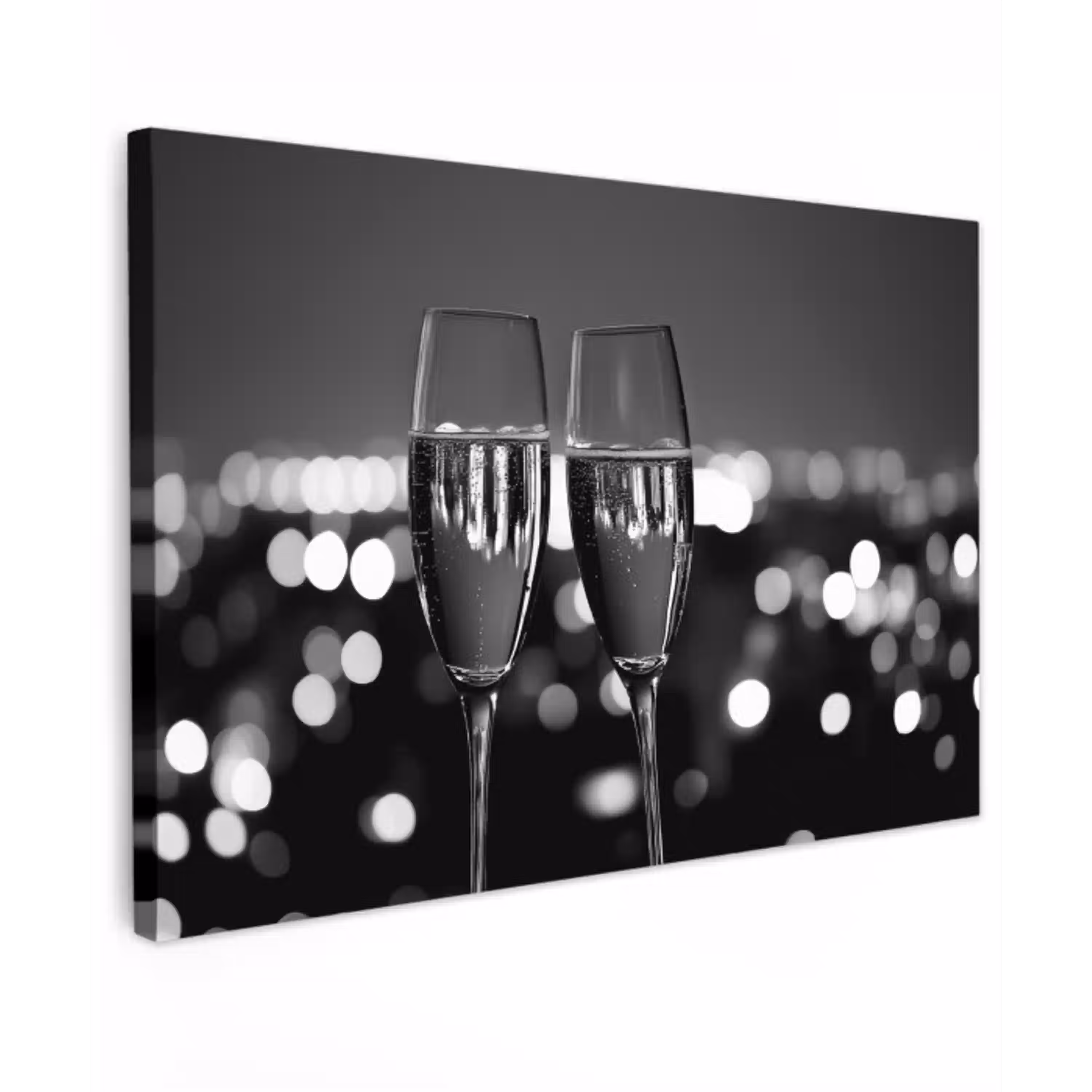 Bubbels - Proosten - Champagneglazen - Stadslichten canvas 2cm klein -z3d
