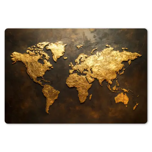 Wereldkaart - Goud - Roest Placemat vinyl groot -zzsfeer1_Kitchenyeah-website
