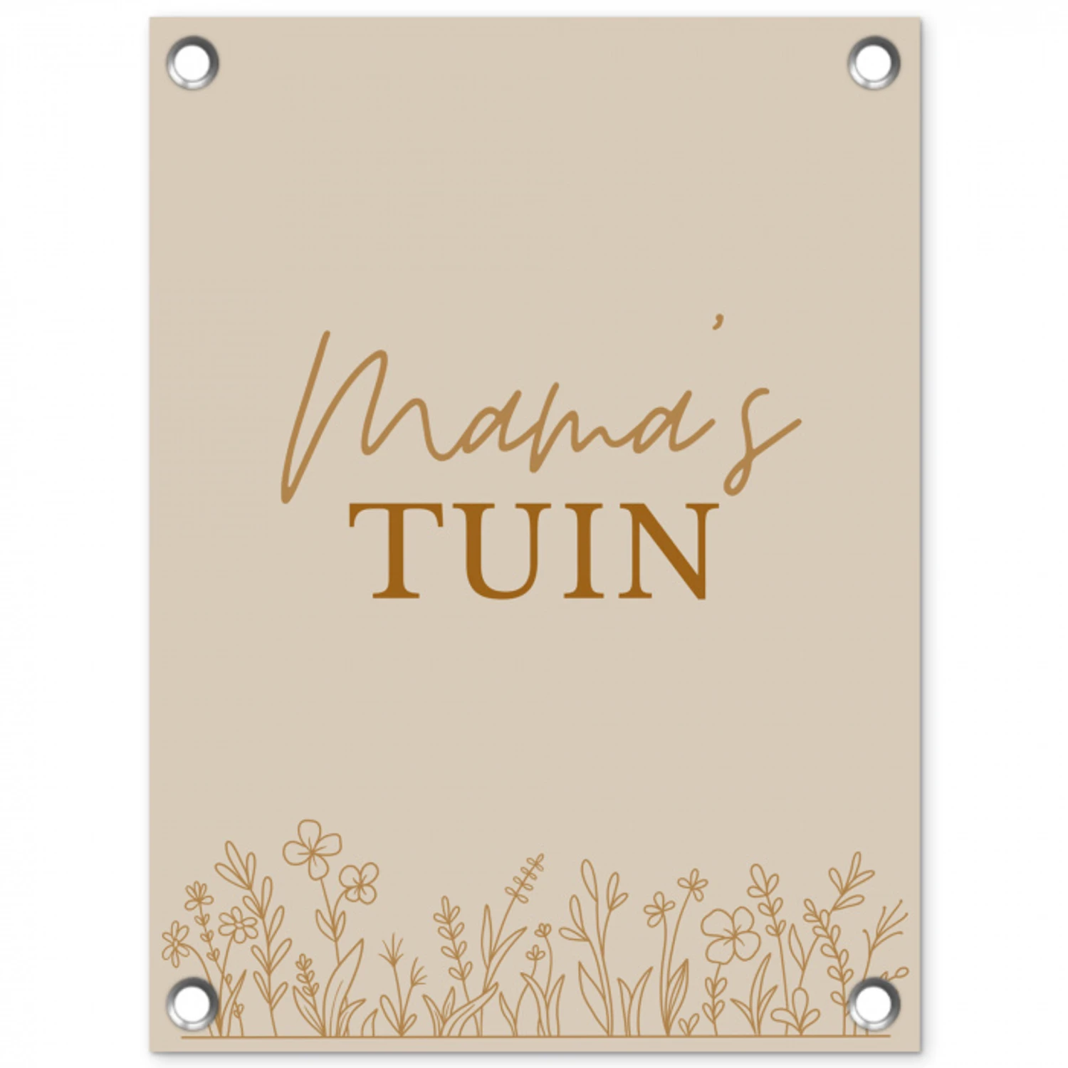 Mama's Tuin met bloemen tuinposter los doek klein -3d