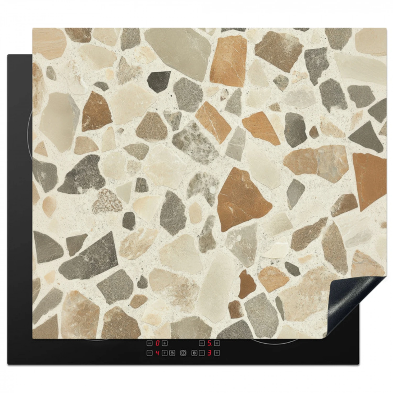 Stenen - Terrazzo - Decoratie - Tegels Inductie beschermer vinyl 3mm middel -3d