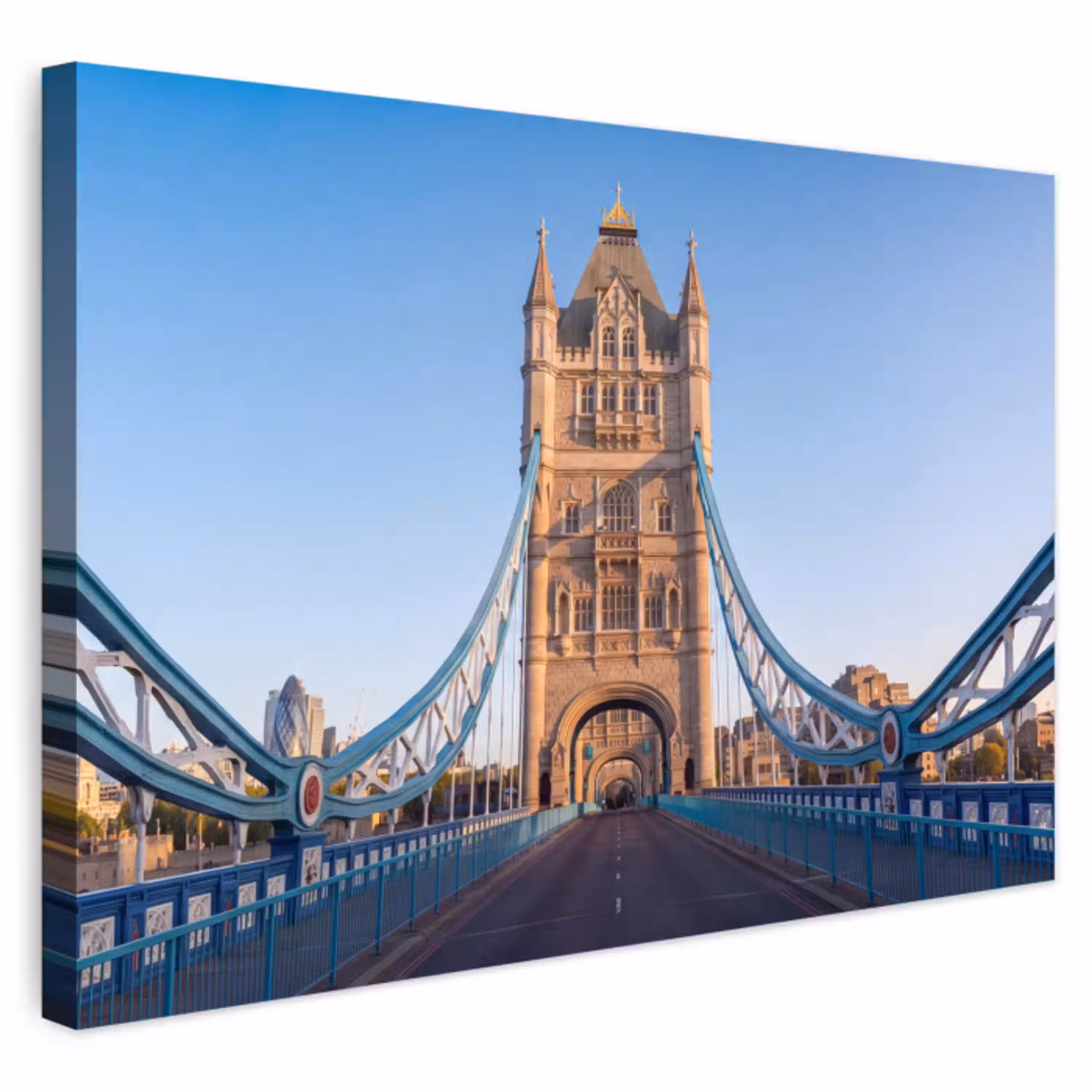 Brug - Toren - Architectuur - Klassiek - Blauw Tuinposter op houten frame 2 cm dik klein -3d