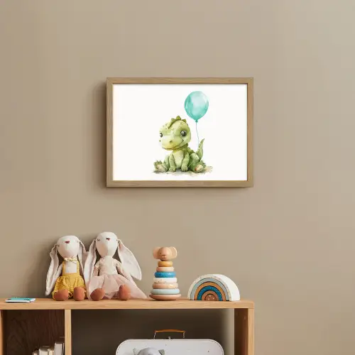 Draak - Baby dier - Blauwe ballon Light Box met batterij (Wandlamp kind) middel -sfeer2_kind