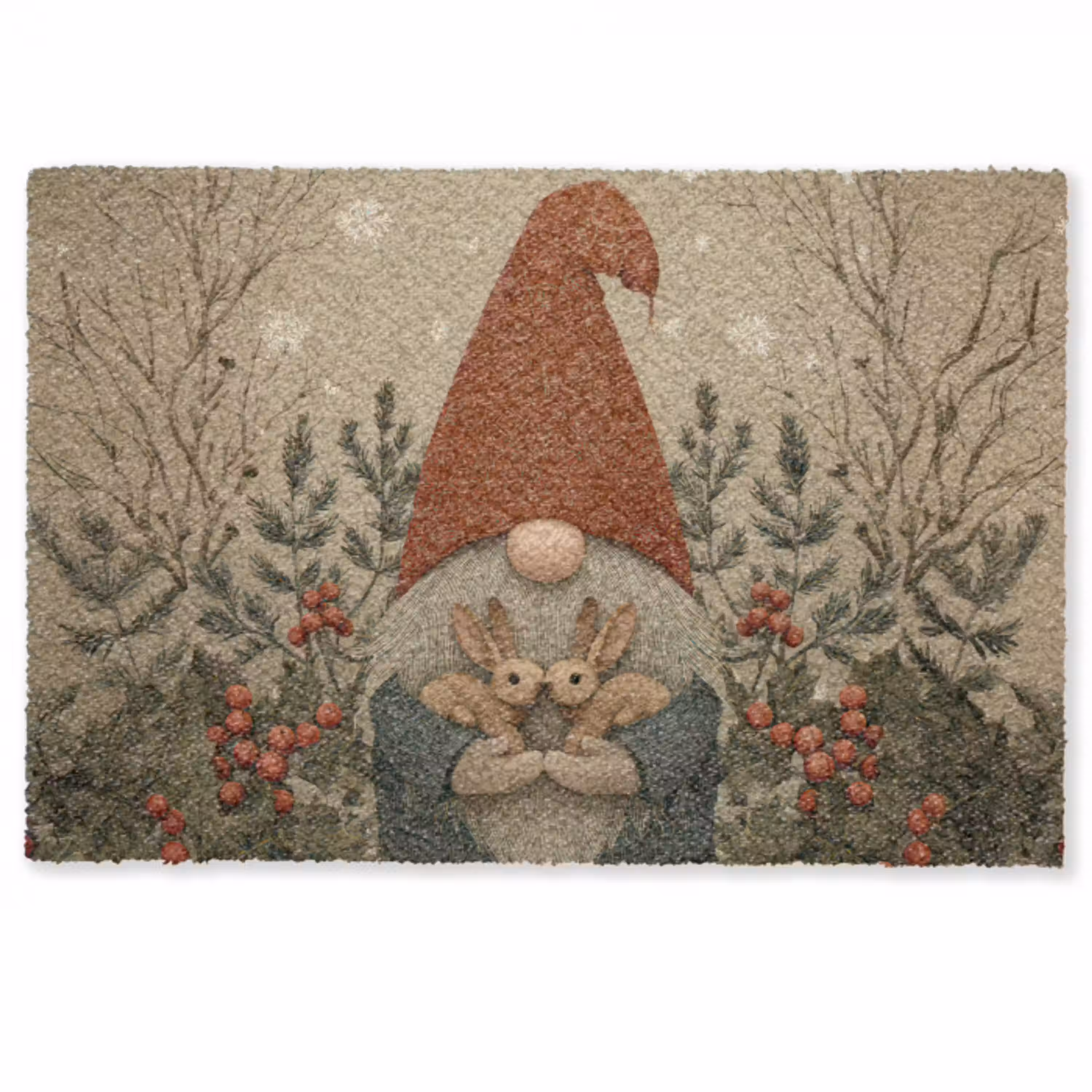 Kerstgnome - Konijntjes - Kleurrijk Deurmat klein -zkaufland3d