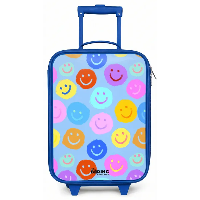 Vrolijk patroon van smileys Kinderkoffer - Blauw klein -zz3dotto