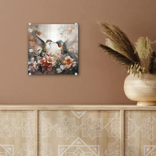 Kolibrie - Vogels - Bloemen - Natuur plexiglas 5mm klein -sfeer5
