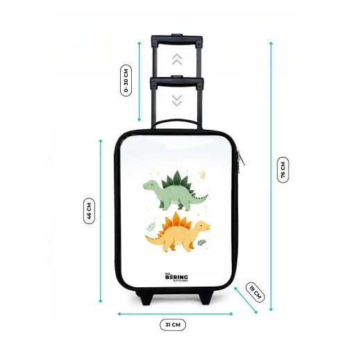 Dinos - Dieren - Groen - Oranje Kinderkoffer - Zwart klein -productfoto_formaten