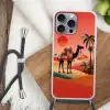 Kameel - Gekleurd tapijt - Duinen - Rode zon Hoesje iPhone 16 Pro Max met koord klein -sfeer4