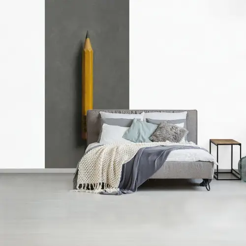 Potlood - Schilderij - Geel fotobehang vinyl groot -slaapkamer