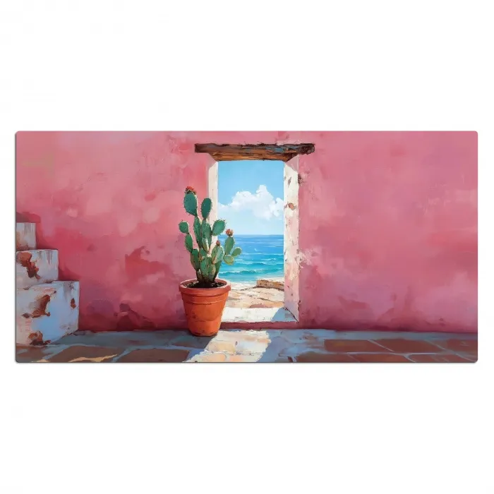 Zee - Roze - Cactus Muismat XXL klein -3d_leeg