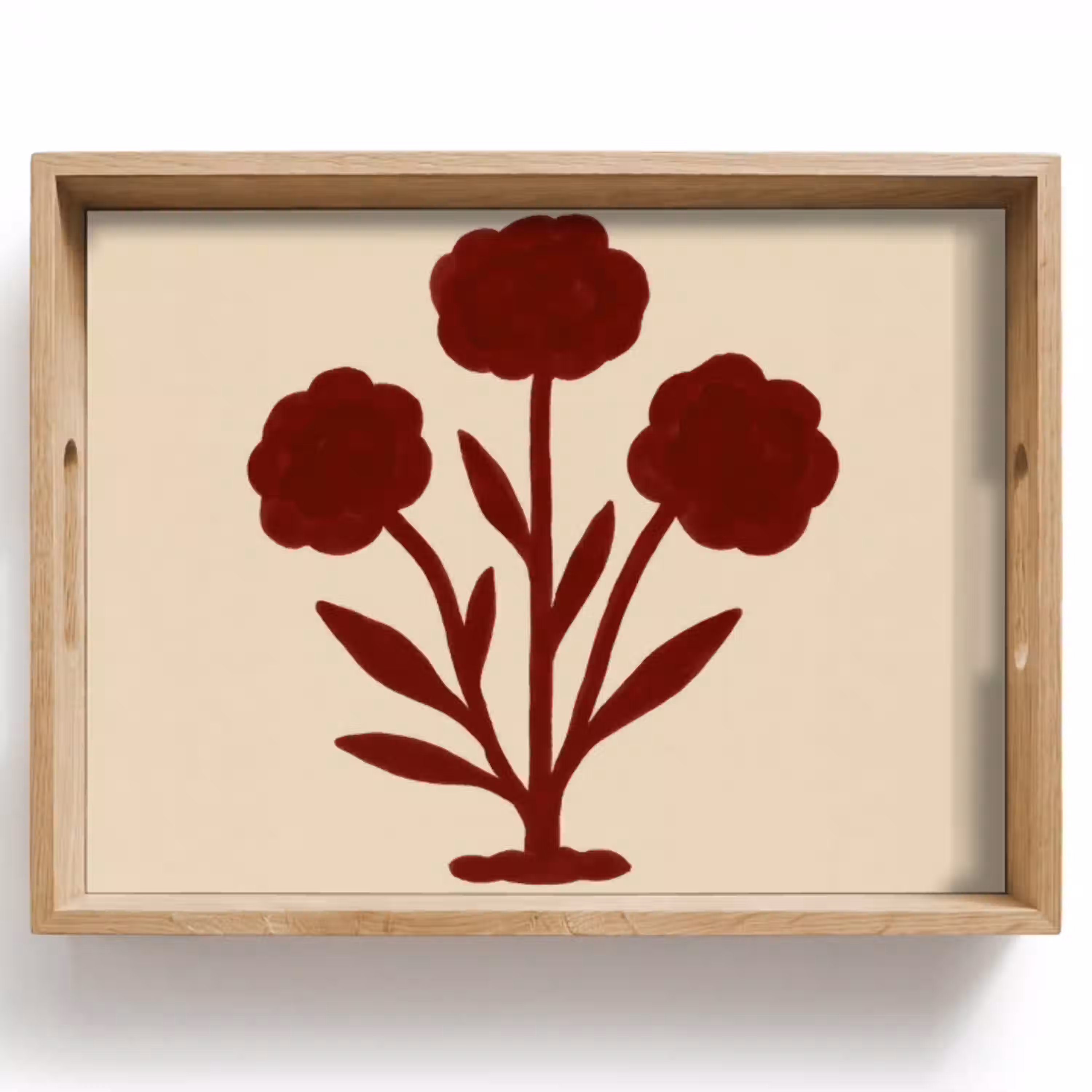 Bloemen - Bladeren - Rood - Minimalistisch Dienblad Rechthoek middel -z3d_shopping