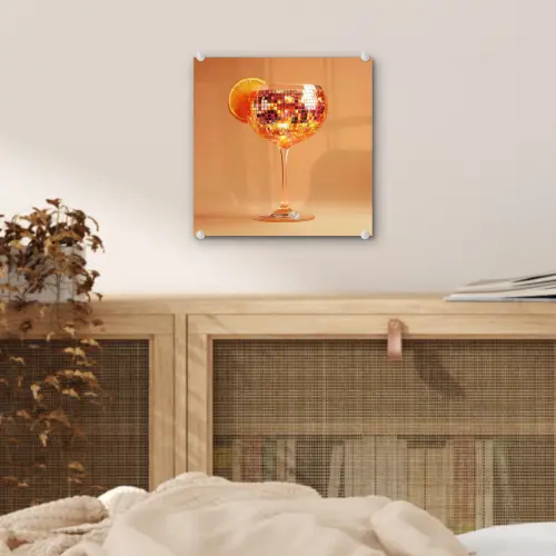 Drank - Oranje - Glitter - Disco plexiglas 5mm klein -sfeer4