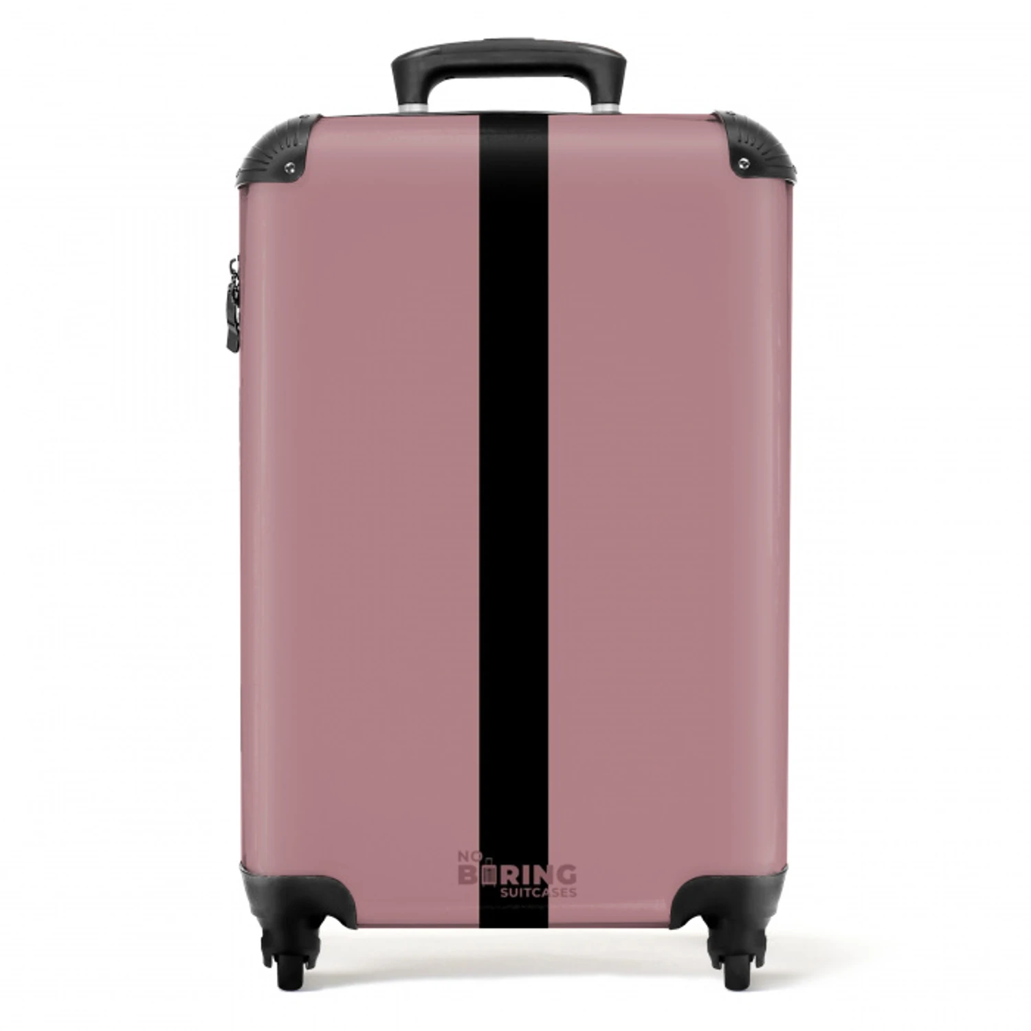Minimal - Zacht oudroze met zwarte streep NBS - Handbagage koffer - Unisex middel -productfoto_recht