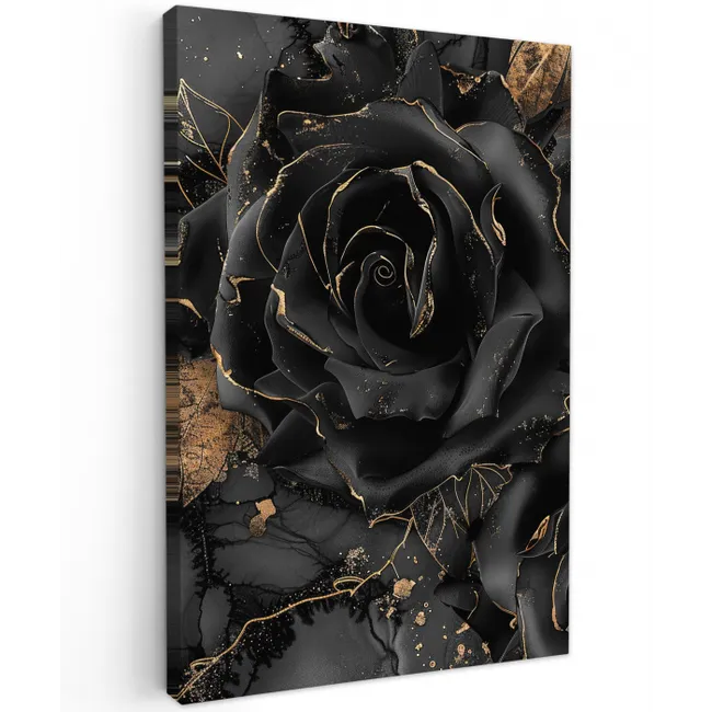 Obsidiaan - Zwart - Goud - Patroon canvas 2cm klein -z3d