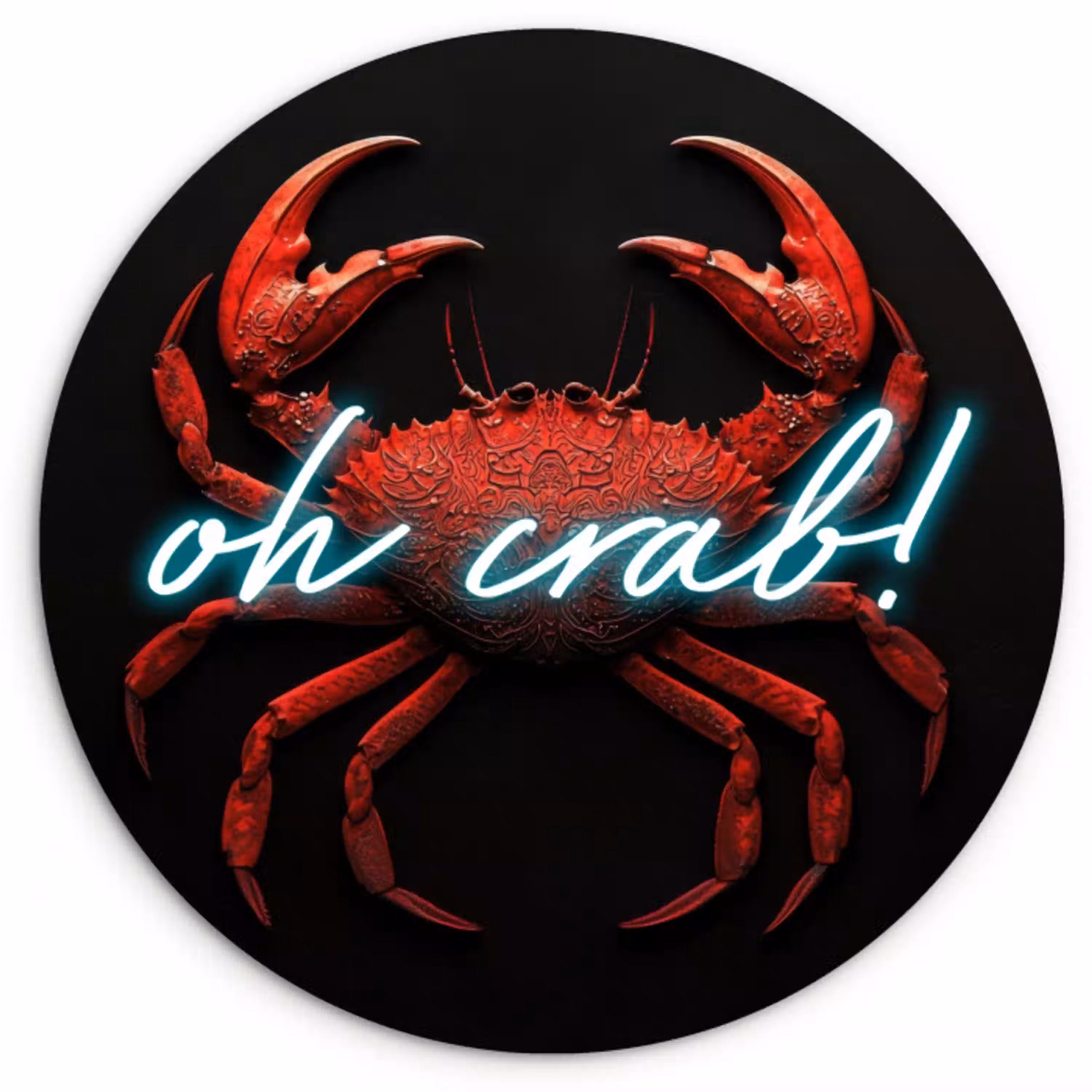 Krab - Rood - Neon - Quote Wandcirkel kunststof plaat 5mm dik klein -3d