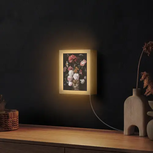 Stilleven met bloemen - Jan Davidsz de Heem - Kat Light Box met kabel (Wandlamp) klein -sfeer1
