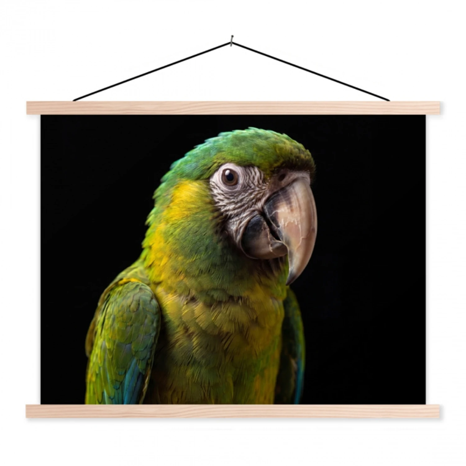 Ara - Portret - Groen textielposter latten blank klein -3d