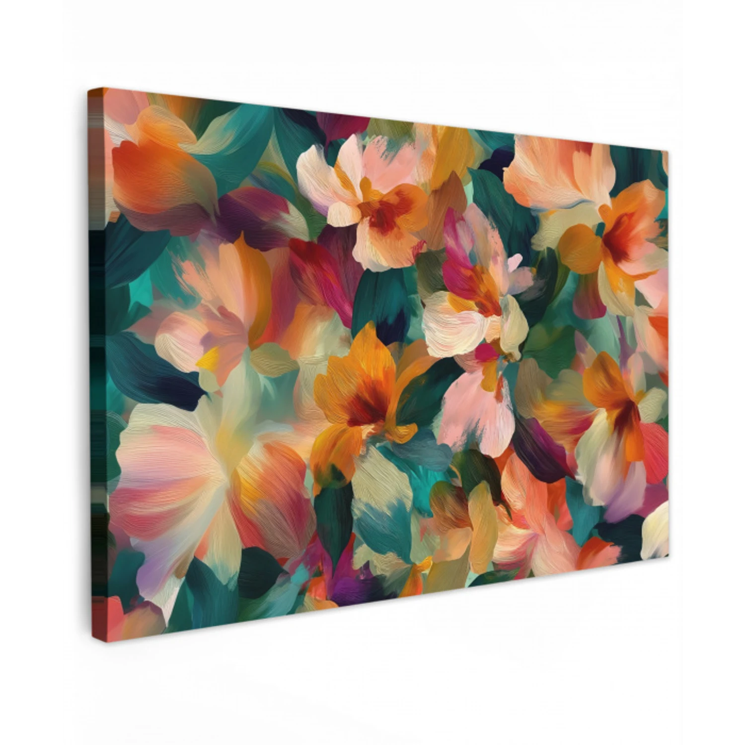 Harmonieus - Abstracte bloemen - Warme tinten canvas 2cm klein -z3d