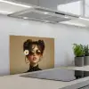 Vrouw - Beige - Bloem - Modern - Portret keuken achterwand spatscherm klein -3d_schuin