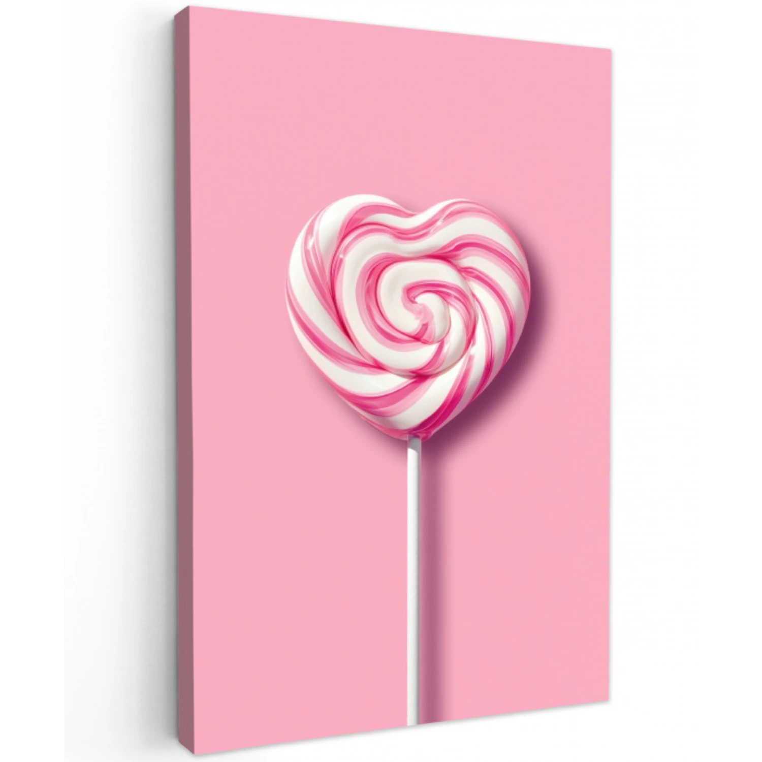 Snoep - Lolly - Hart- Roze Tuinposter op houten frame 2 cm dik middel -3d