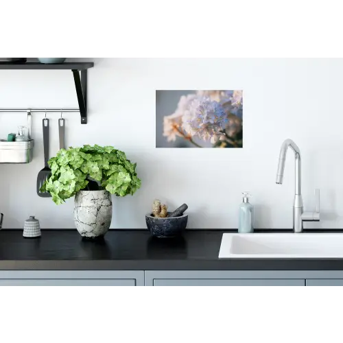 Bloemen - Lichtblauw - Wazig - Trosje Muursticker klein -keuken