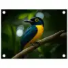 Vogel - Tak - Geel - Bladeren tuinposter los doek klein -3d