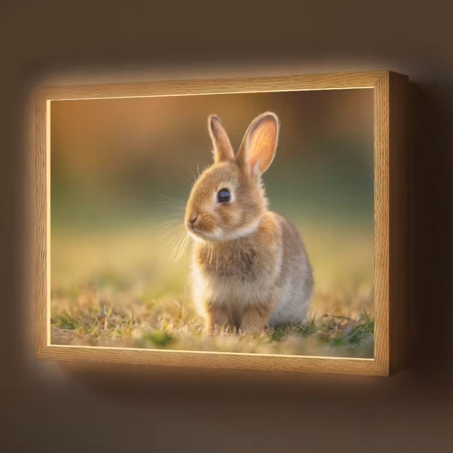 Lightbox - Wandlamp - Konijntje - Bruin - Gras