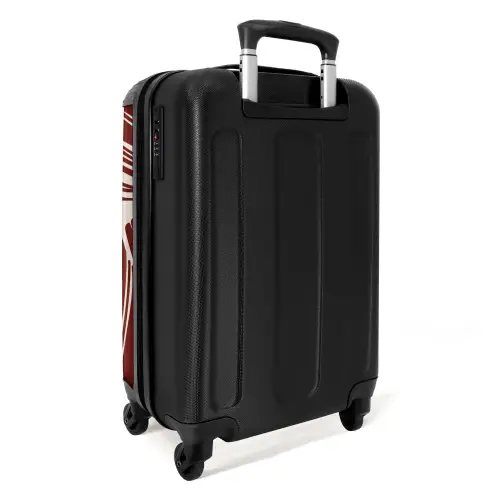 Grote bladeren in rood met beige NBS - Handbagage koffer - Unisex middel -achterkant