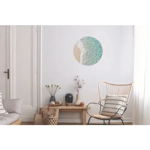 Kust - Zand - Blauw Wandcirkel aluminium klein -woonkamer