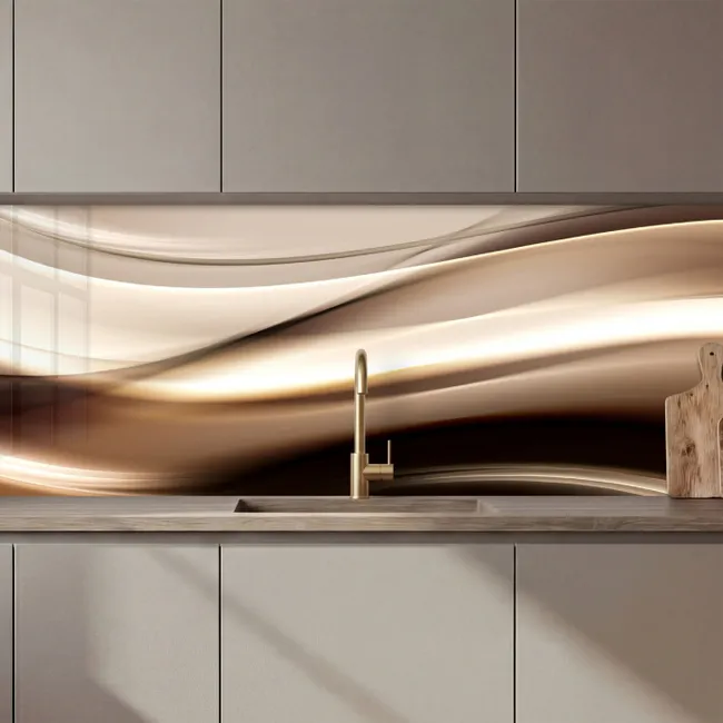 Golven - Abstract - Warm Beige keuken achterwand 2 middel zz_3dshopping