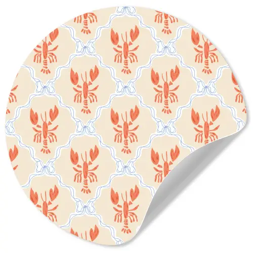 Zee - Kreeft  - Blauw - Geel - Oranje Wandcirkel behangsticker klein 186 -3d