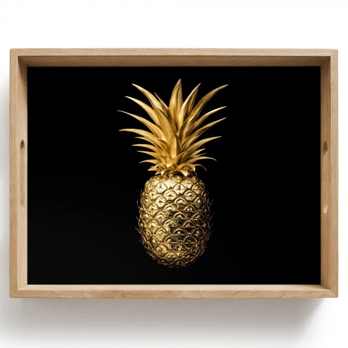 Ananas - Zwart - Goud - Luxe Dienblad Rechthoek middel -z3d_shopping