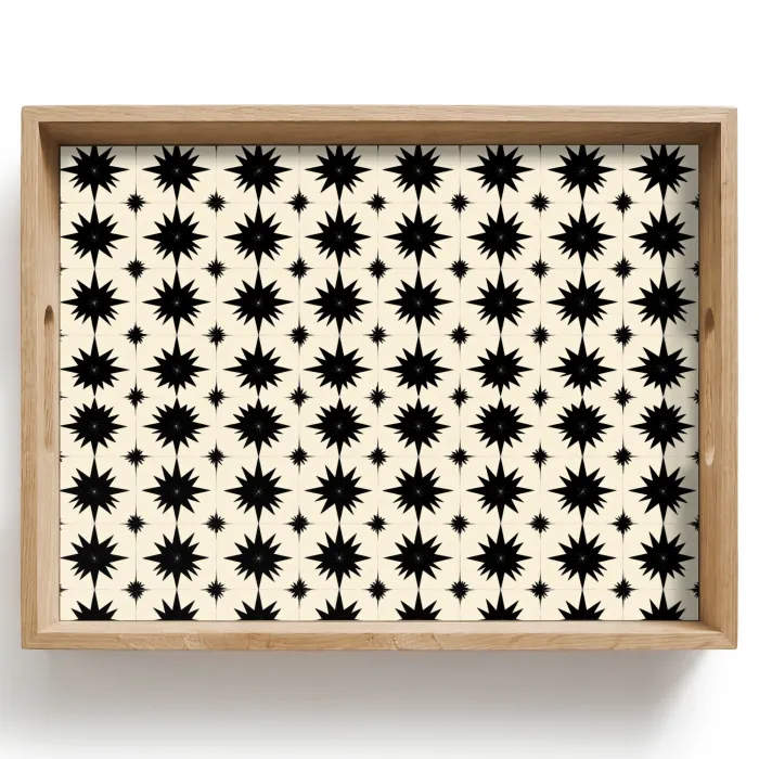 Stervormen - Geometrisch - Zwart Dienblad Rechthoek middel 911 -z3d_shopping