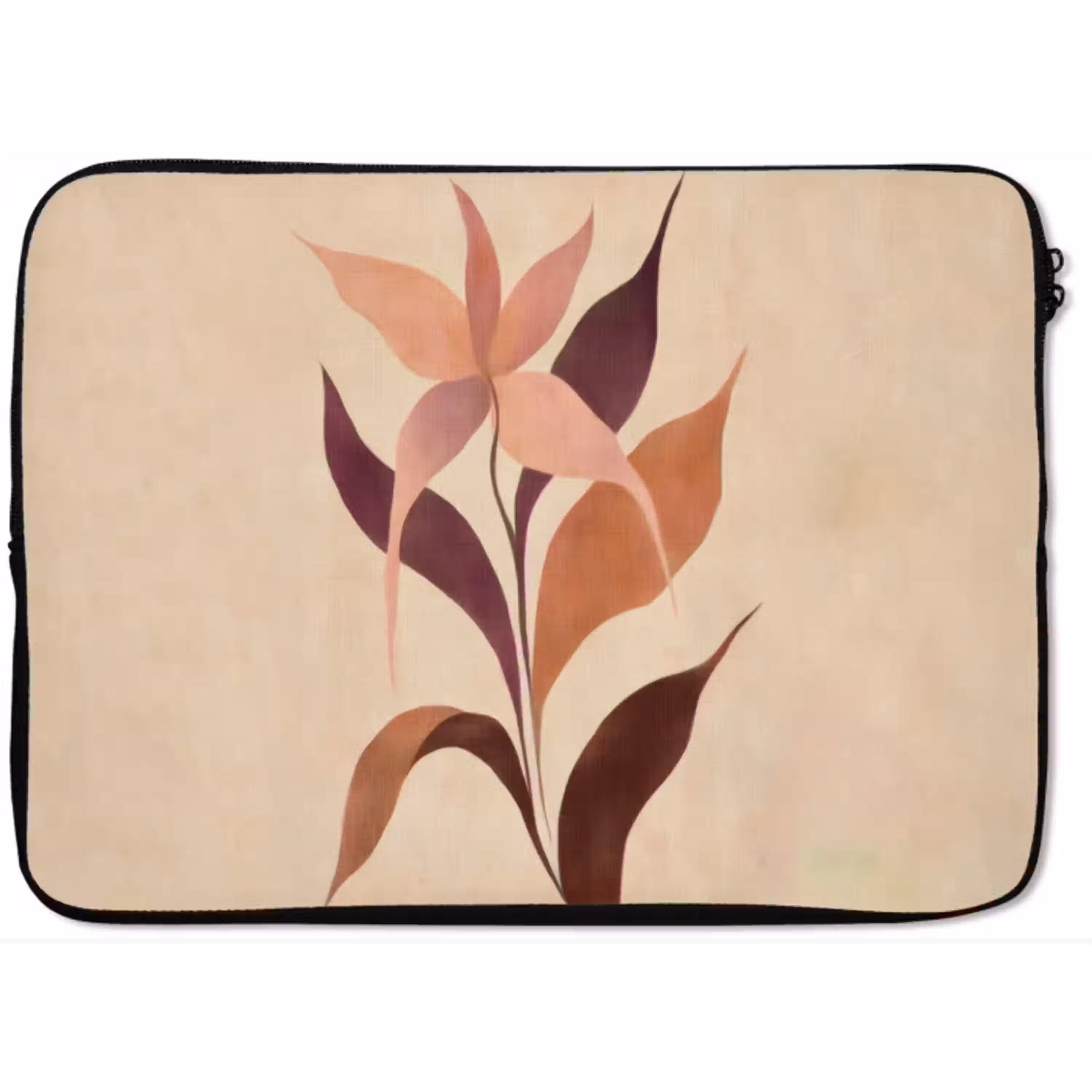 Minimalistisch - Bloem - Bladeren - Beige laptophoes neopreen klein -zkaufland3dotto