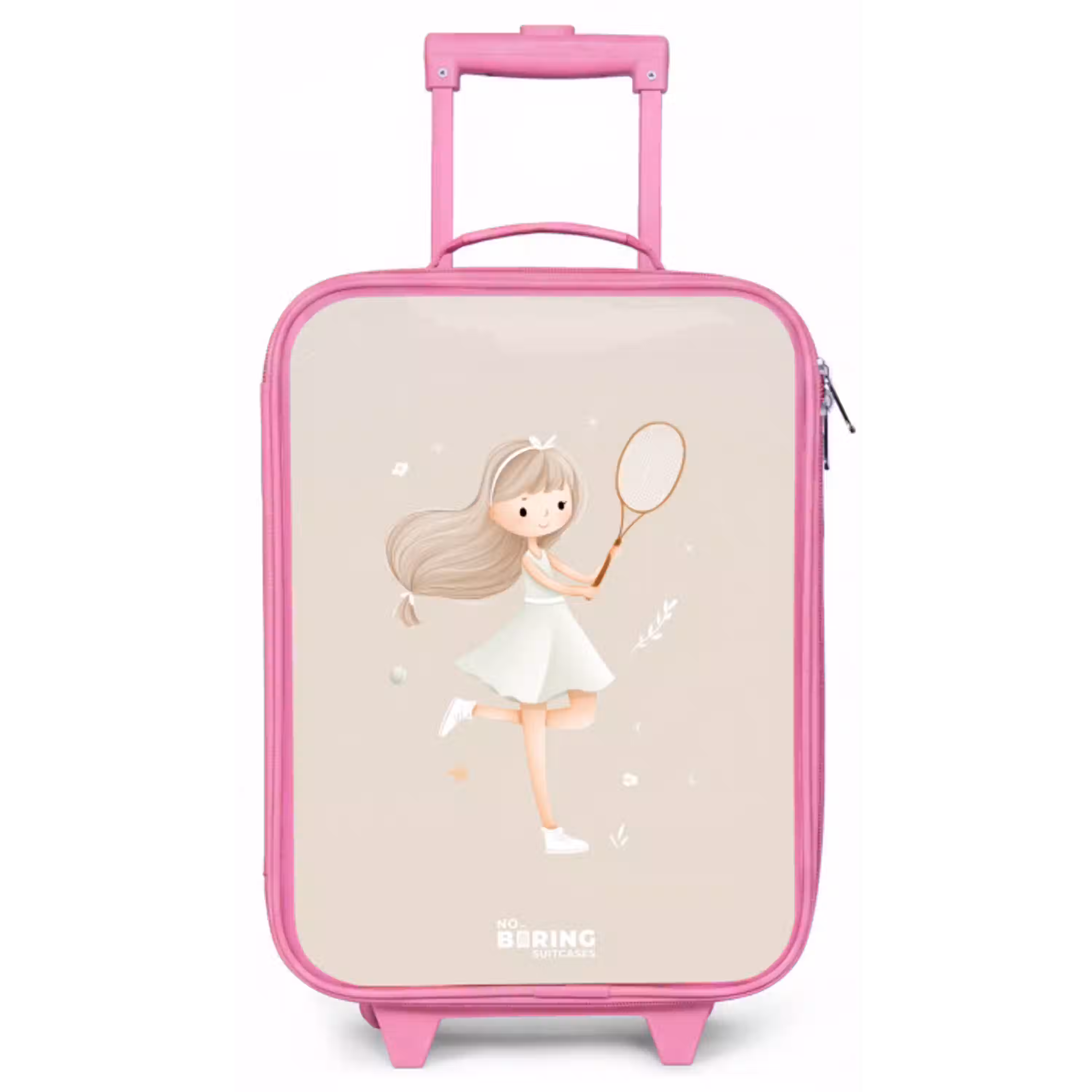 Meisje speelt tennis in beige kleuren Kinderkoffer - Roze klein -zz3dotto