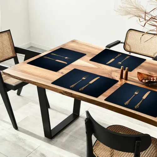 Bestek - Donkerblauw - Goud Placemat vinyl groot -zzsfeer4_Kitchenyeah-website