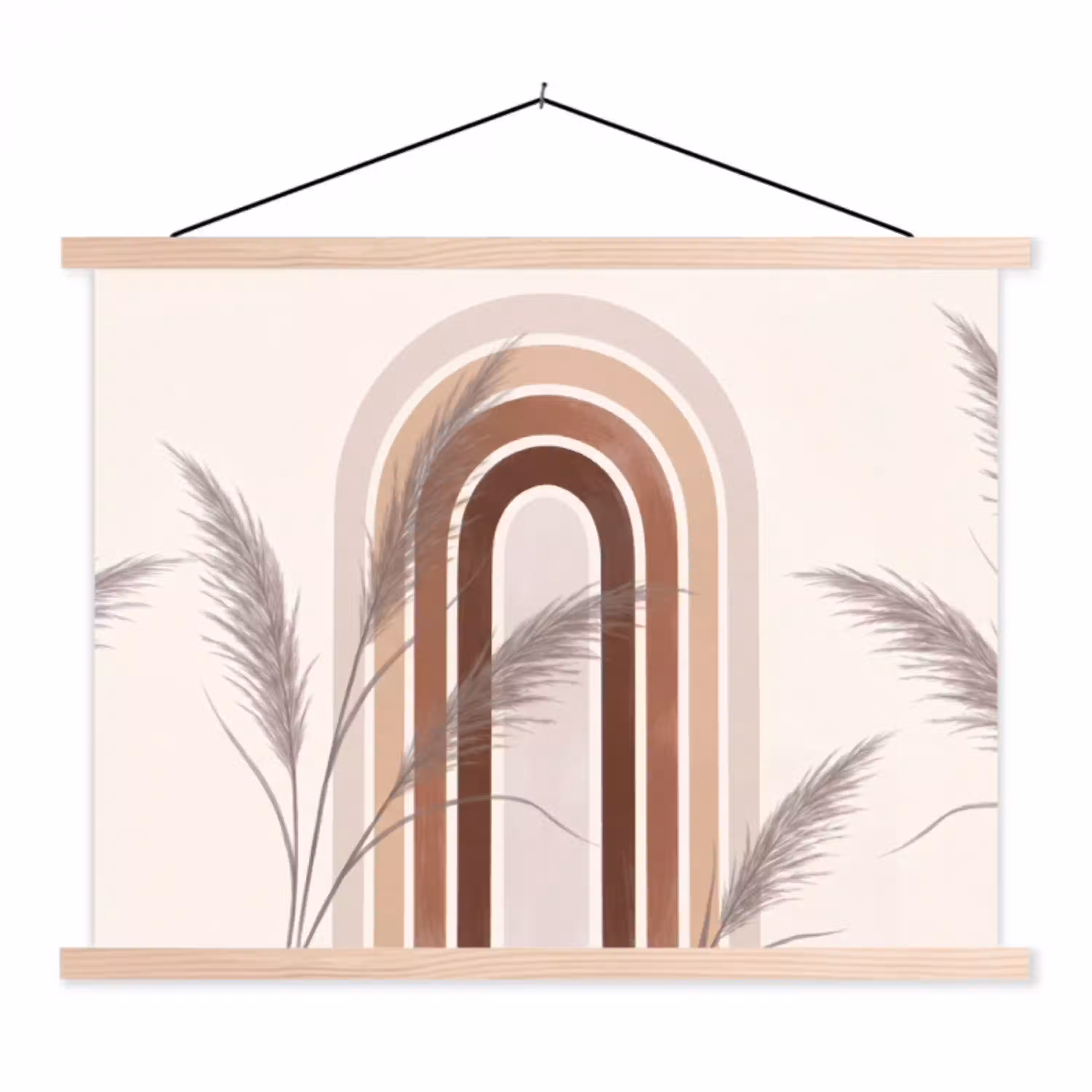 Abstract - Bogen - Plant - Boho - Beige textielposter latten blank klein -3d