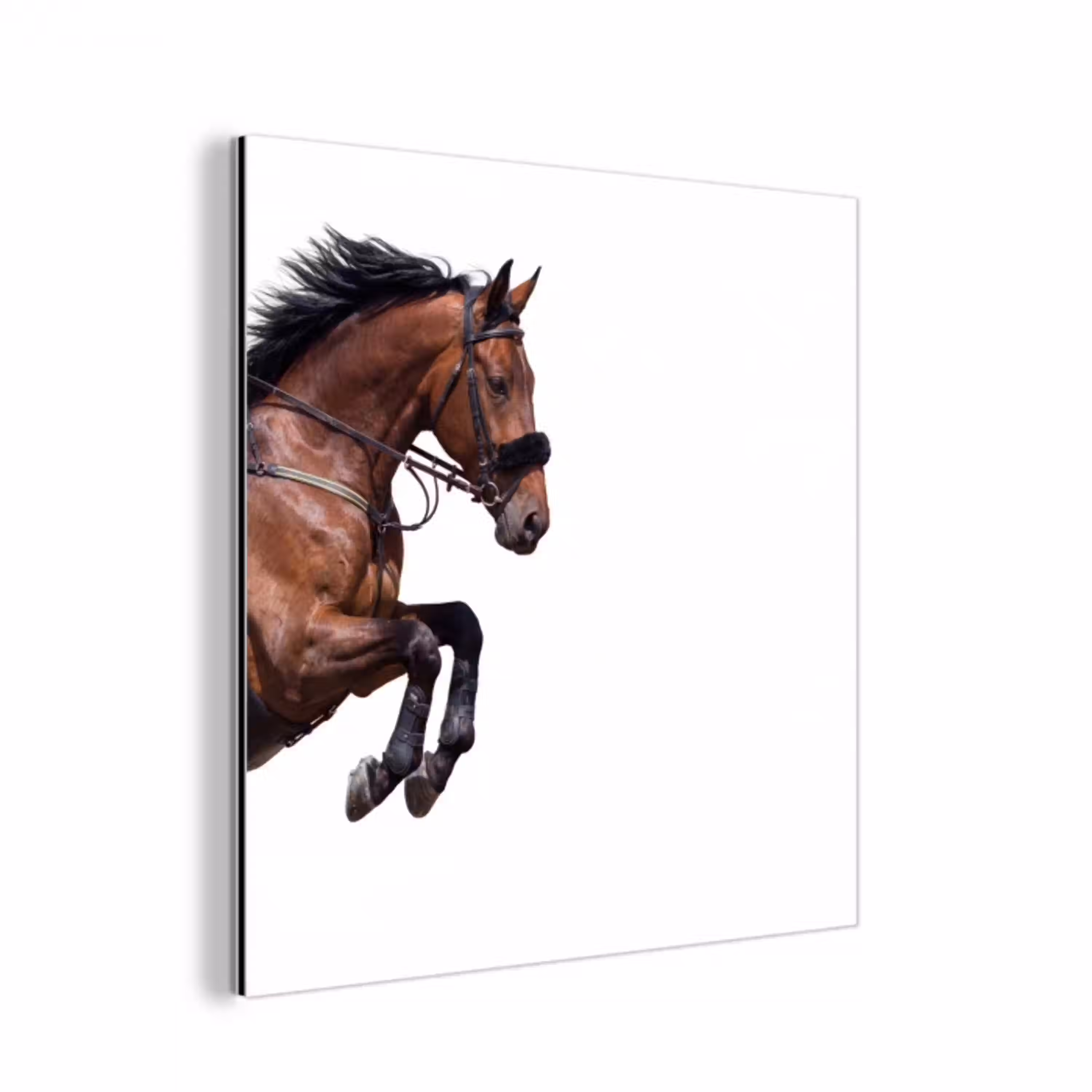 Paard - Springen - Modern aluminium wit klein -3d