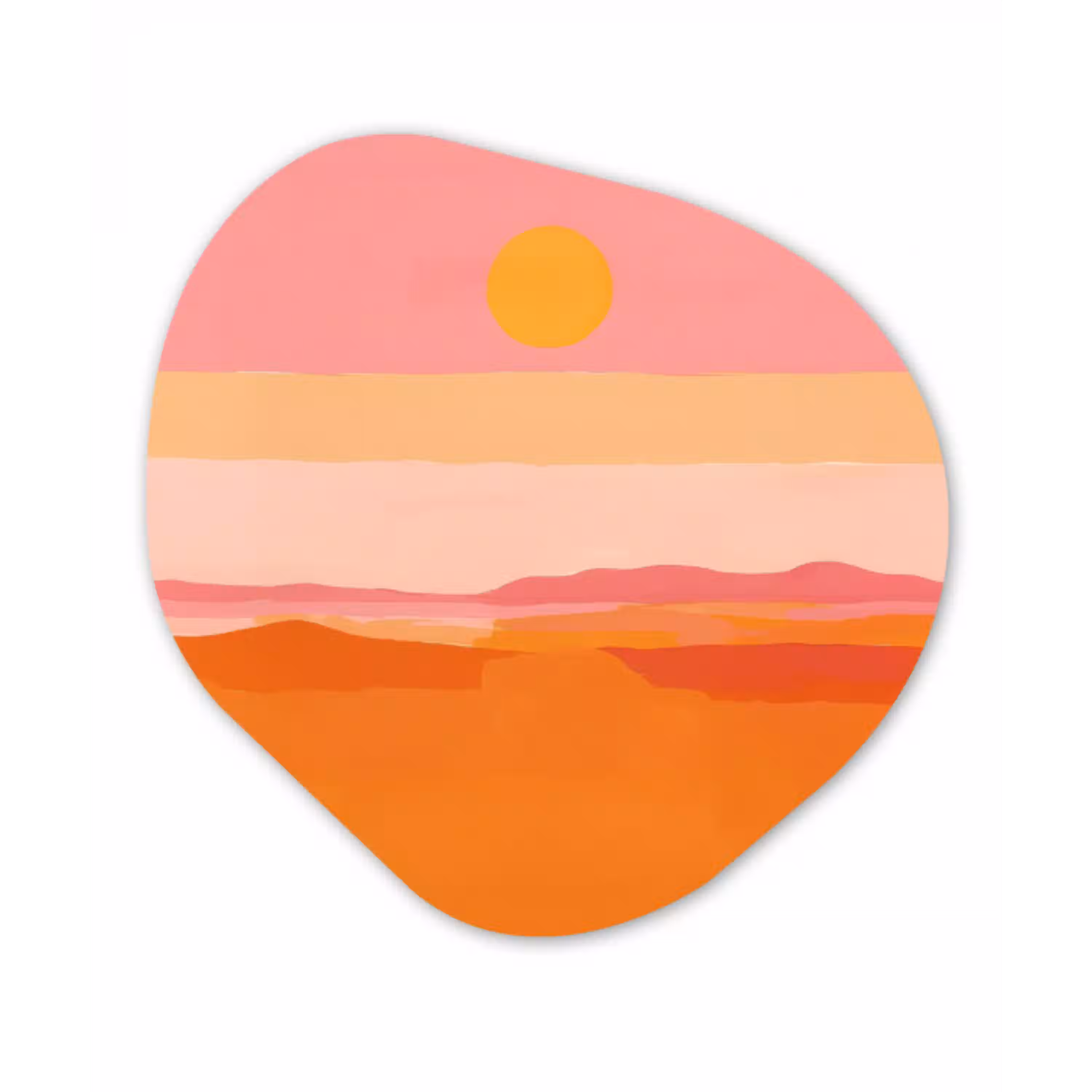 Zon - Abstract - Landschap - Oranje Wandcirkel Organisch Forex 3mm klein -3d
