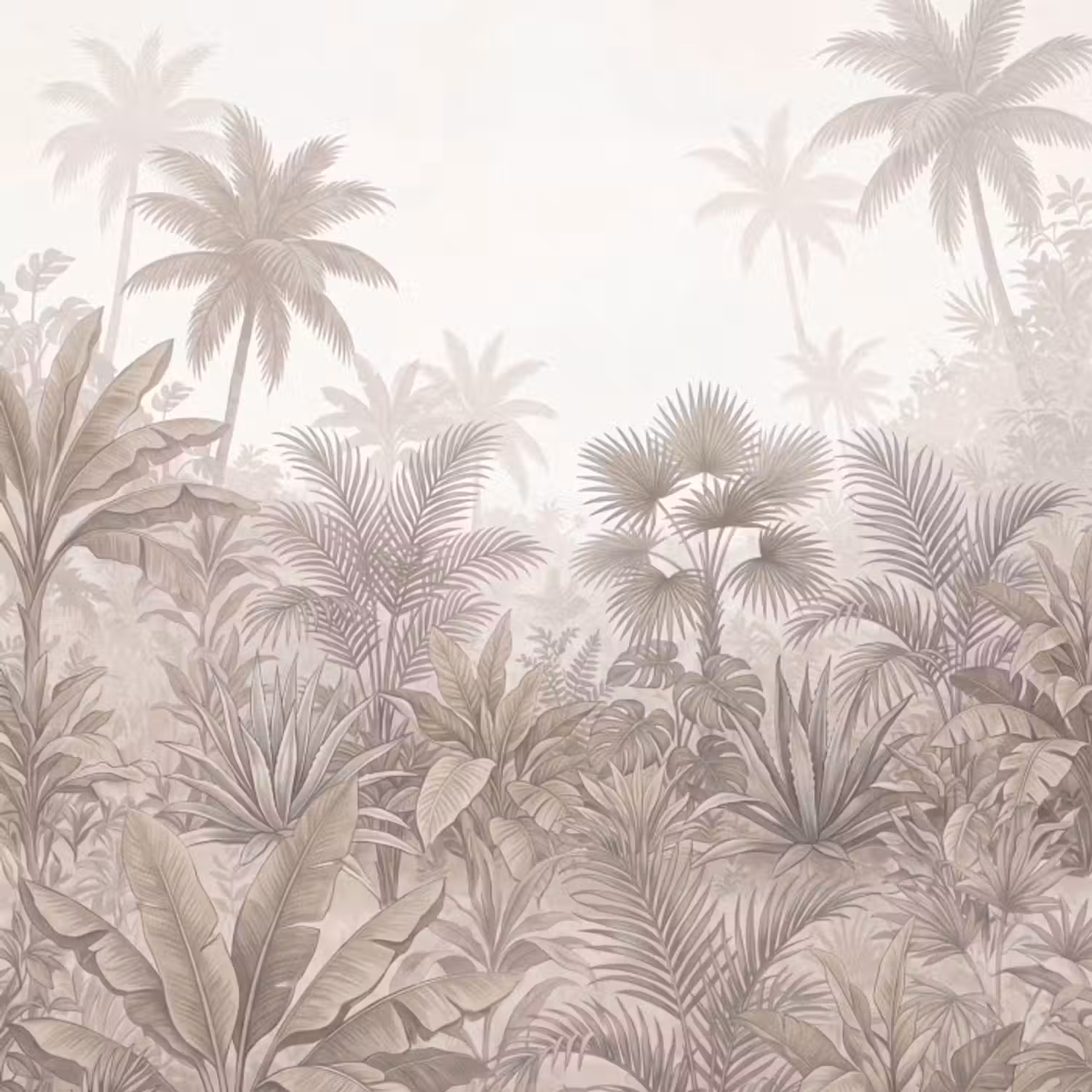 Behang - Jungle - Tropisch - Natuur -Vintage - Beige