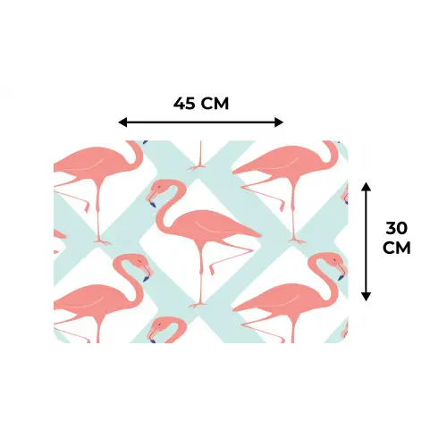 Flamingo - Mintgroen - Ruit Placemat vinyl groot 368 -specs