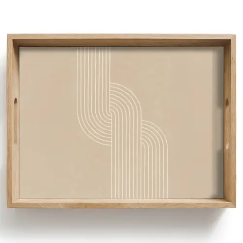 Parallelle lijnen - Lichte textuur - Beige Dienblad Rechthoek middel -z3d_shopping