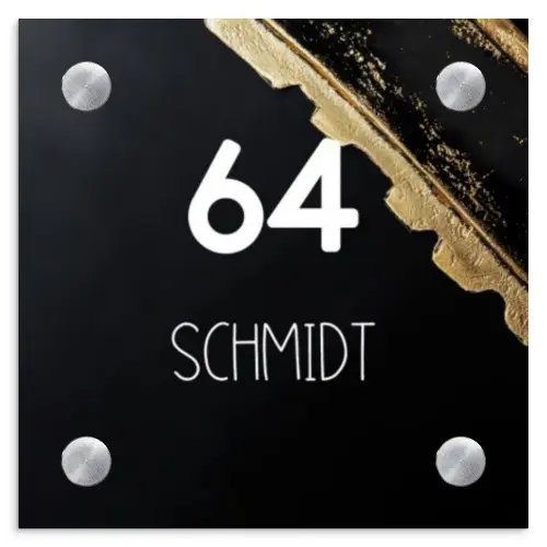 Gouden hoek - Modern Naambord Vierkant klein -3d