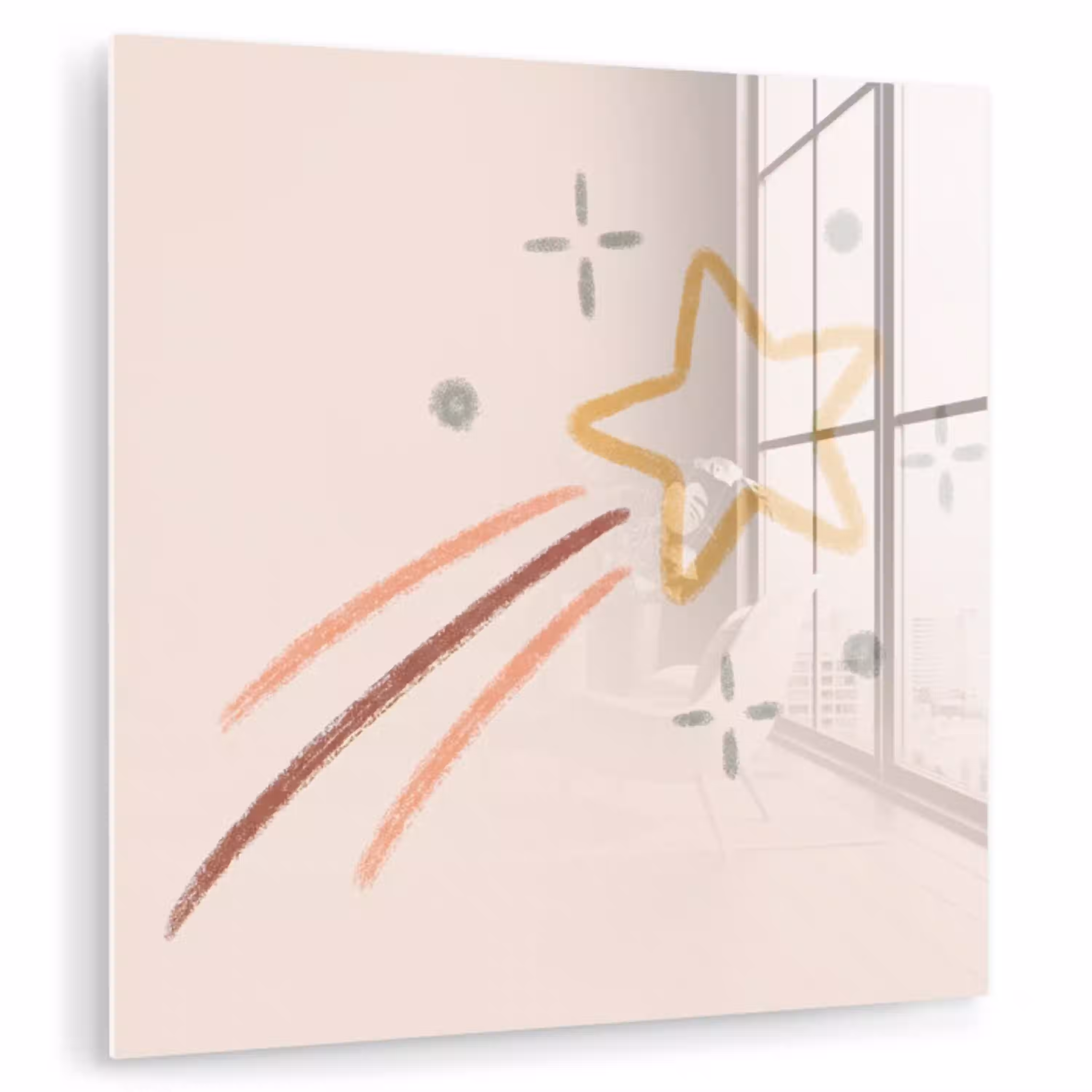 Ster - Vallend - Illustratie - Pastel plexiglas 5mm klein -zzzproduct_nieuw