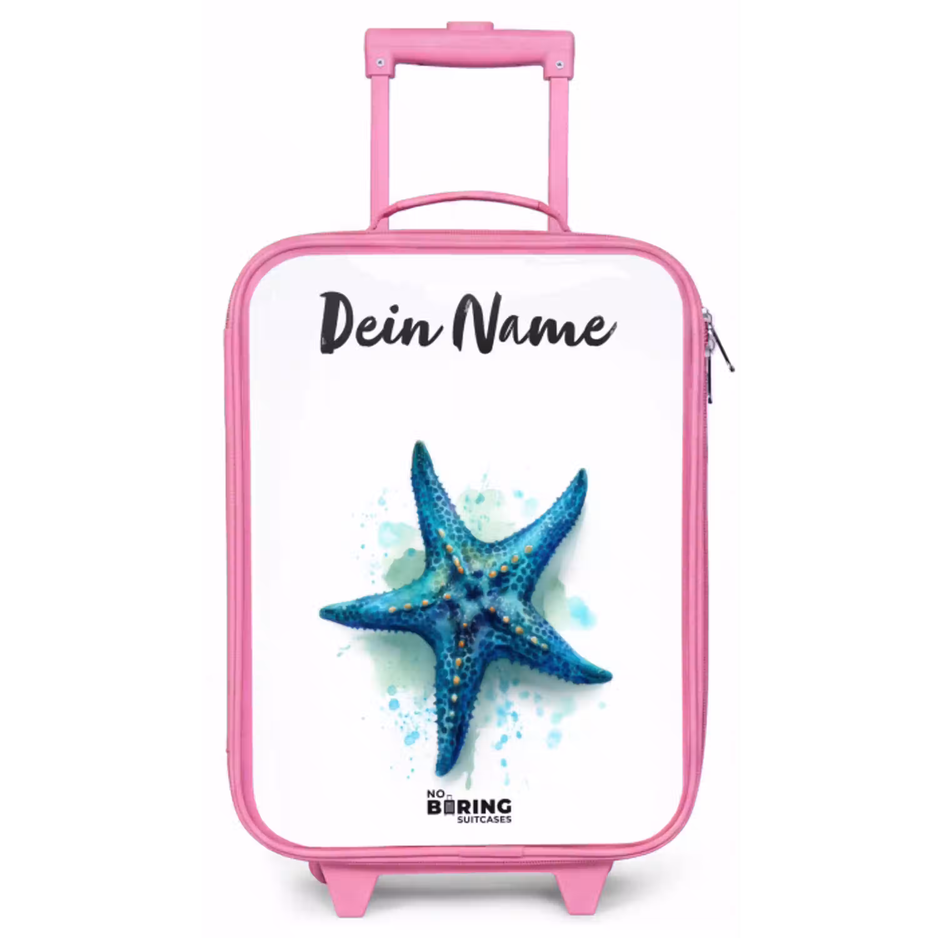 Blauwe Zeester op Witte Achtergrond Kinderkoffer - Roze klein -zz3dotto